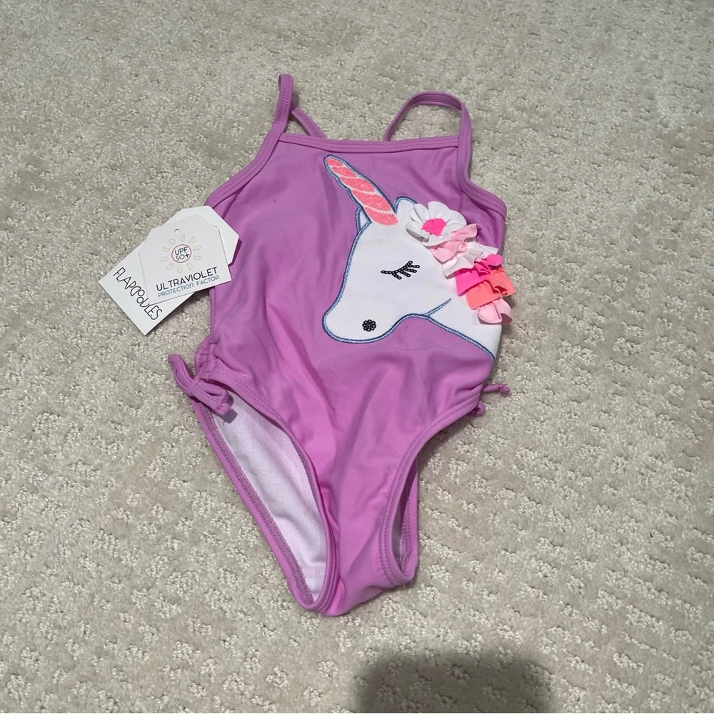 NWT Flapdoodles 2T purple unicorn‎ swimsuit